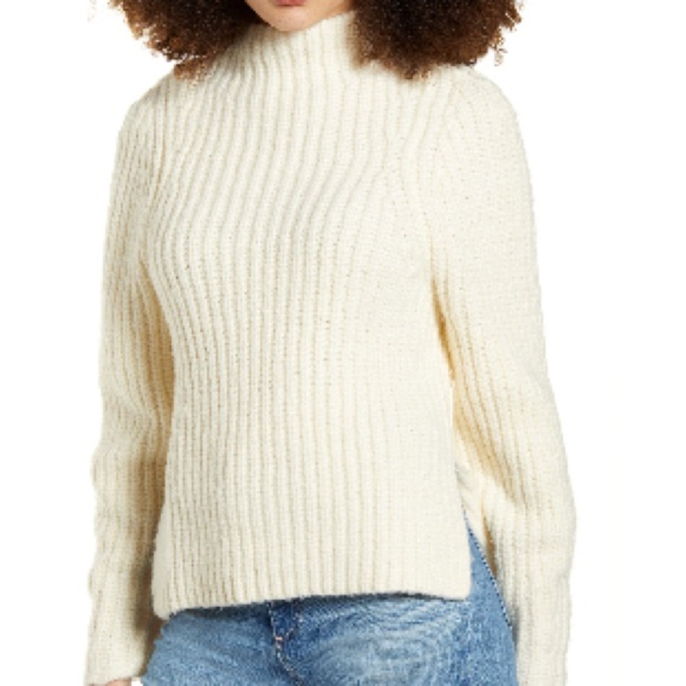 White leith mock neck sweater